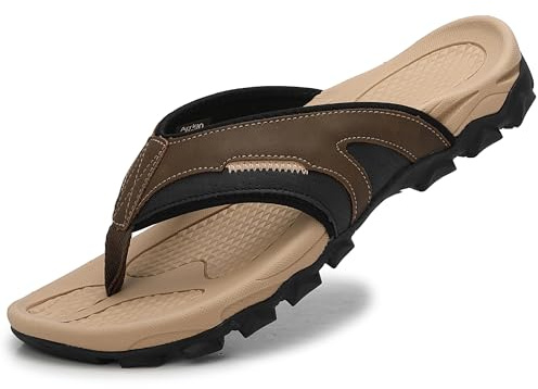 ARRIGO BELLO Chanclas Hombre Flip Flops Chancletas Sandalias Verano Beach Vestir Antideslizante Piel Cuero Talla 41-46