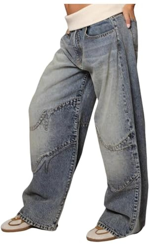 Sawmew Lågmidjade jeans Dam vida ben Jeansmodell Cargobyxor Hiphop Y2K Baggy Jeans