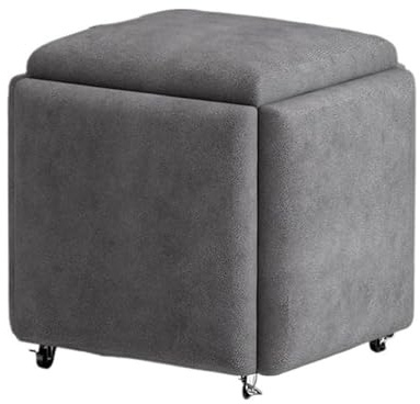 Cubo de asiento 5 en 1, taburete de sofá móvil, silla apilable con asiento acolchado y ruedas giratorias para uso en sala de estar