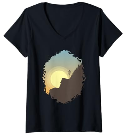 Donna Cestino da Golf Disc al Tramonto Maglietta con Collo a V