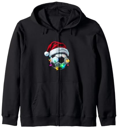 Ballon de Football Festif avec Bonnet de Père Noël et lumières Sweat à Capuche