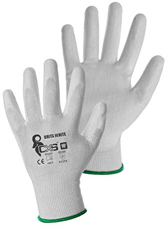 CXS Brita Gants de travail – Montage antidérapant Gants sans couture – Confortable, idéal pour travaux de réparation Travailler, Industrie Automobile, Service Atelier Blanc, 11 (12 paires)