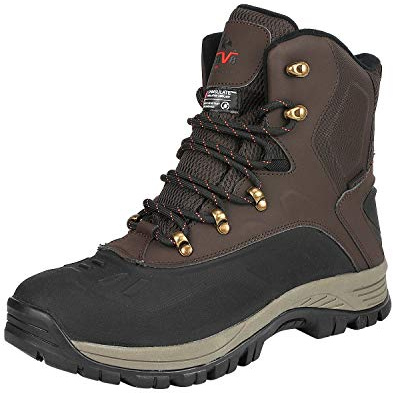 NORTIV 8 Men's Insulated Waterproof Construction Hiking Winter Snow Boots, 180411,Size 8,Dark/Brown/Black,180411