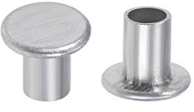 uxcell 200 Pcs 3mm x 4mm Aluminum Flat Head Semi-Tubular Rivets Silver Tone