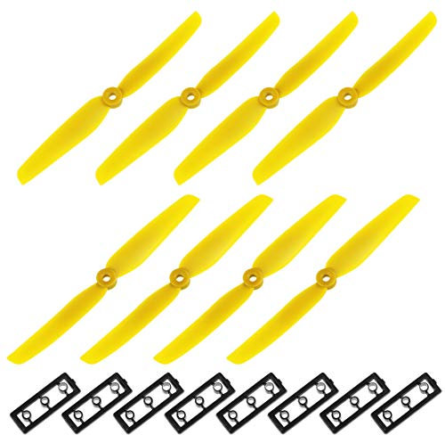 uxcell RC Propeller 6030 6x3 Zoll CW CCW 2-Vane für Quadcopter Hexacopter Multirotor, gelb 4 Paar mit Adapterringen