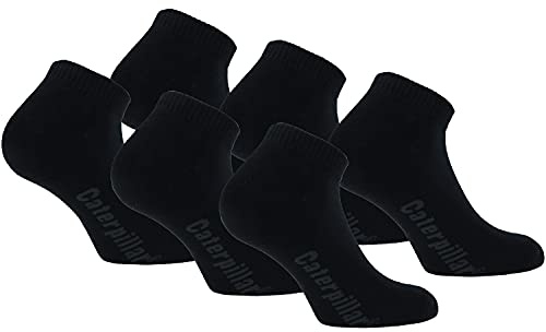 Caterpillar Sport Sneakers 6 Pares Calcetines Deportivos Altura Tobillo, Puño Confortable, Algodón, Suela Acolchada (Negro, 43-46)