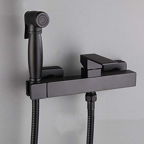 Rubinetto per bidet da bagno Nero, spruzzatore per valvola di miscelazione acqua calda e fredda, rubinetto per bidet in ottone, spruzzatore per bidet a parete con maniglia singola
