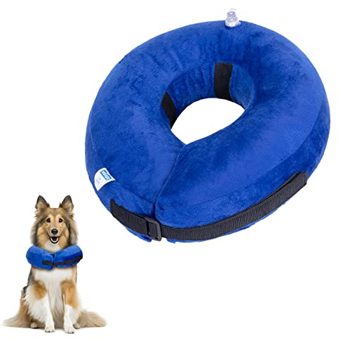 Nobleza - Aufblasbare Halskrause für Hunde & Katzen, Einstellbar Schutzkragen Hund, Bequem Schutzkragen mit Klettverschluss für Haustiere Katzen Hunde Nach Operation und Verletzungen (Blau, XL)