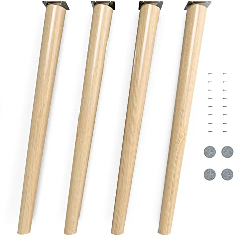 Sossai Tischbeine aus Massivholz Buche mit Öl-Finish, Clif Round HMF2, 71 cm hoch, rund, schräge Ausführung, für Stühle, Tische