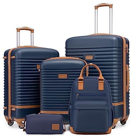 COOLIFE Suitcase Set, 5 Piece Luggage Sets with Travel Backpack & Wash Bag