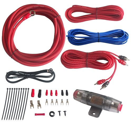 RonDexy True 8 Gauge Car Audio Cable Amp Wiring Kit- 2 Channel CCA Power Cable Amplifier Install Wiring Kit 17ft Power Wire RD04AK8