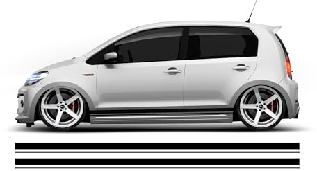 BellaFolia Seitenstreifen Aufkleber passend für Seat MII, Skoda Citigo, VW Up und alle Fahrzeuge mit ca. 2,4m Radstand - Seitenaufkleber, Rallyestreifen 20002
