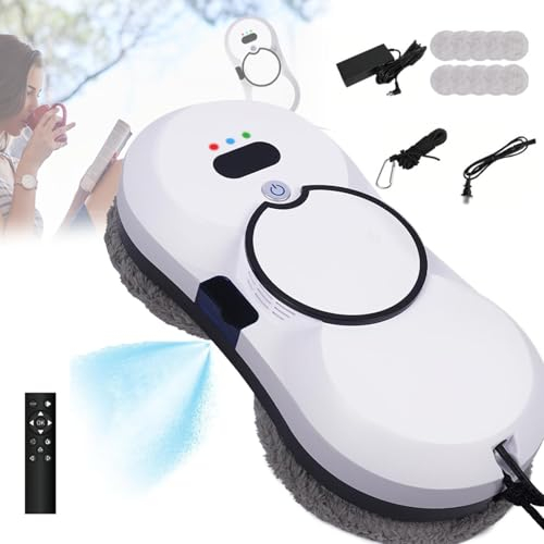 Robot per La Pulizia delle Finestre, Lavavetri Intelligente-3 Percorsi di Pulizia Automatici, capacità della Batteria di 500 mAh, Lavavetri Elettrico con Aspirazione A Vuoto 5600pa