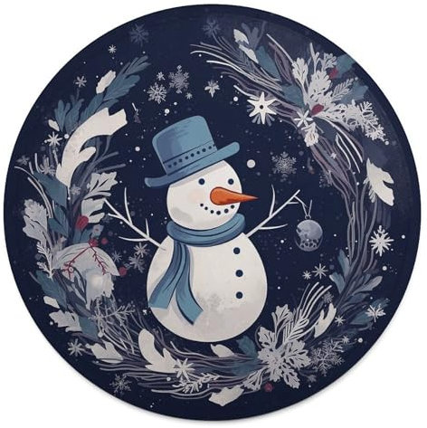 Rundes Strandtuch, Schneemann und Winter, bedruckte Reisedecke, personalisierte Decke, Yoga-Decke, Mikrofaser, Strandtuch, dicke Tischdecke, Unisex