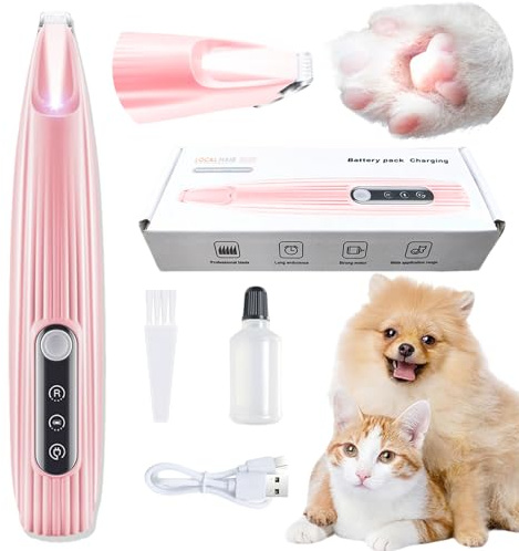 Tondeuse à pattes de chien, étanche et rechargeable (LED + écran), lame à faible bruit de 10 mm pour chiens/chats, pattes, yeux, oreilles, idéal pour les débutants d'animaux domestiques, les familles