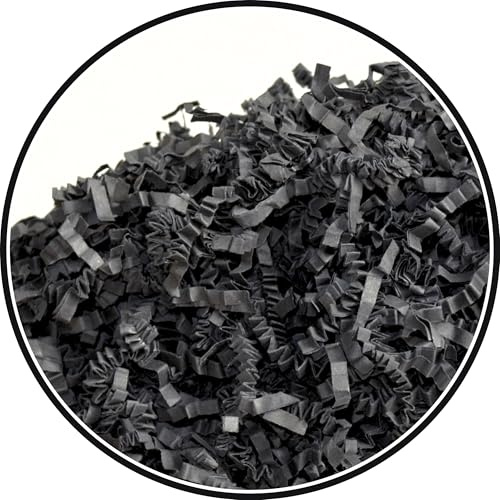 ARKANSIA - 200g di Carta Kraft Triturata per Riempire Scatole Regalo e Cesti – Trucioli per Imballaggio, Protezione, Decorazione, Matrimonio, Festa, Compleanno (Nero, 200g)