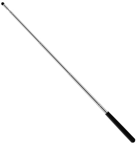 Bastone indicativo allungabile, asta telescopica allungabile, 100 cm, bastone indicativo allungabile, in acciaio inox, impugnatura antiscivolo per lezioni, riunioni, discorsi, direttori, nero