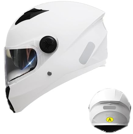 Motorcykelhjälm, ECE-godkänd, fullt ansiktshjälm, heltäckande ansiktshjälm för kryssare och mopeder, helt imskydd, integralhjälm fram, unisexhjälm solskydd D, L