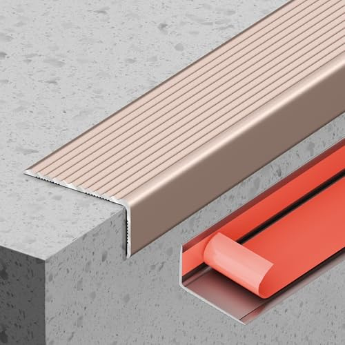 36 Metal Stair Nosing, Anti-Slip Stair Edge Protectors, Self-Adhesive Aluminum Stair Nose Guards, Stair Edge Trim for Indoor & Outdoor Stairs (Brown, 2pack)