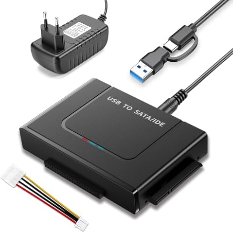LIDOUYA USB 3.1 SATA Adapter und Festplatte Auslesen Adapter, 6Gbps Festplattenadapter USB für 2,5''und 3,5''SATA HDD & IDE HDD, Kompatible Windows/Linusx/Vista/XP mit netzschalter unterstützt