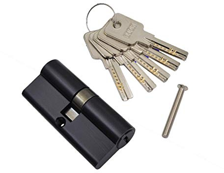 Bombin Cerradura Seguridad,Cilindro Cerradura Segu Latón negro cilindro cerradura puerta ventana seguridad 70mm sala de estar bloqueo manija latón llave(Double Open)