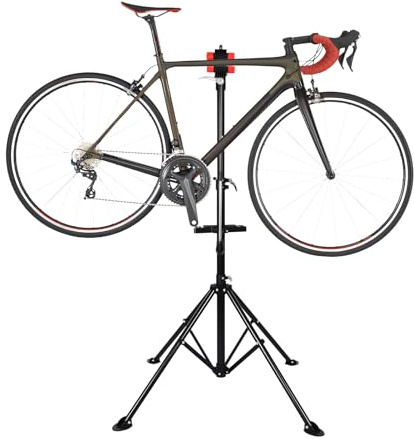 Mejiaren Cykelställ, cykelarbetsbänk, mountainbikereparationshylla, lastkapacitet 50 kg, svart, kompatibel med mountainbikes, crossbikes, hopfällbara hjul och andra modeller
