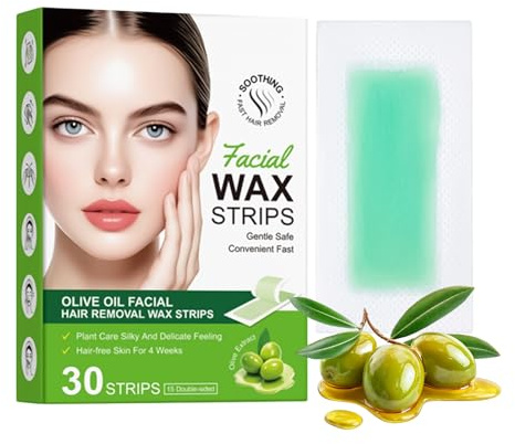 Removedor de portátil, kit de facial, 30 hojas de tiras de fácil uso, producto de depilación para el cuidado de la piel, kit de depilación de belleza con acabado, tiras de