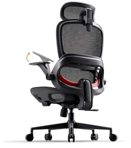 SIHOO B100 Adaptive Lumbar Support, Full-Mesh Office Chair,300 lb, Black | Adjustable Wide Headrest, Flip-Up Armrests, Breathable Full-Mesh Back, 3-Gear Tilt Lock, Comfort That Moves With You