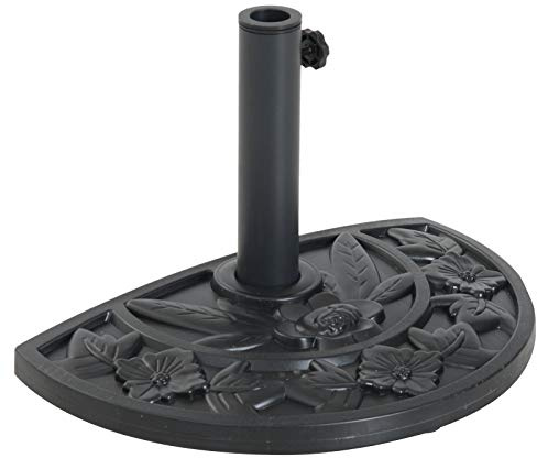 Outsunny Base para Sombrilla Semicircular Peso 9 kg Soporte Parasol de Jardín Apto para Mástil de 35mm/38mm/48mm Relleno de Cemento para Terraza Patio 50x32x32 cm Negro