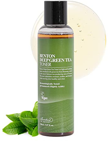 Benton Deep Green Tea Toner 150 (5,07 fl.oz.) Pflegender und feuchtigkeitsspendender Gesichtswasser für fettige und empfindliche Haut, hautberuhigend und reinigend