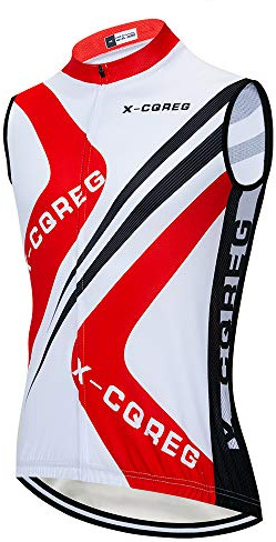 X-CQREG, maglia da ciclismo senza maniche da uomo, abbigliamento da ciclismo estivo, per equitazione, ciclismo, giacca, traspirante, abbigliamento da ciclismo, bianco, S