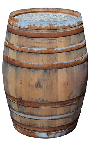 Temesso Barril de Lluvia 225 litros, barrica rústica como depósito para el Agua de Lluvia (Abierto sin Tapa - con Grifo (Agujero alt. 40 cm))