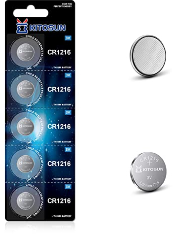 Kitosun CR1216 Batteria Bottone al Litio 3V - Pile 3 Volt cr 1216 Batterie Celle al Litio per Orologio Timex Indiglo Orologio da polso Telecomando Portachiavi Auto Termometro Calcolatrice (5 pezzi)
