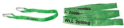 Connex Hebebänder, 2 m x 60 mm, TÜV/GS geprüft, Polyester B34442 & Braun 20041RS Rundschlinge 2000 kg Tragkraft, 4 m Umfang, endlos mit Polyesterkern, grün