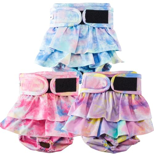 Reusable Dog Diapers Female Medium Washable, Premium Doggie Diaper for Dogs, Pack of 3, Highly Absorbent Dog Diaper for Heat, Incontinence and Puppy Training(M)