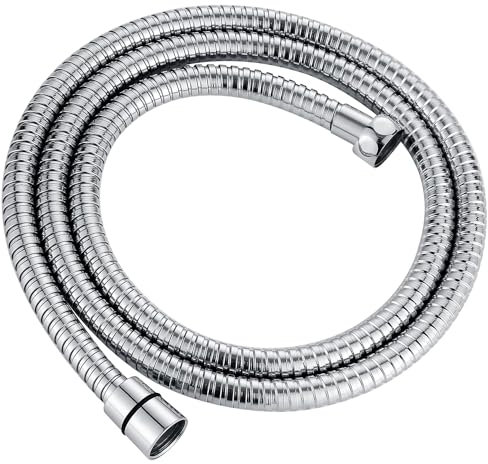 Stainless Steel Shower Hose, 1.5m Flexible Hose Replacement Pipe Leak-Proof and Anti-Kink Chrome Design for Bath, High Pressure Bathroom Fittings for Home Kitchen Taps Sinks
