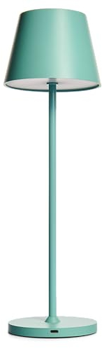 ROLF KERN – LED Tischlampe | CLUB 38cm | Aufladbarer Akku, Tischleuchte ohne Kabel, dimmbar per Touch, IP54 für Innen und Außen geeignet, 2700K Licht warmweiß, laden mit USB Ladekabel, türkis