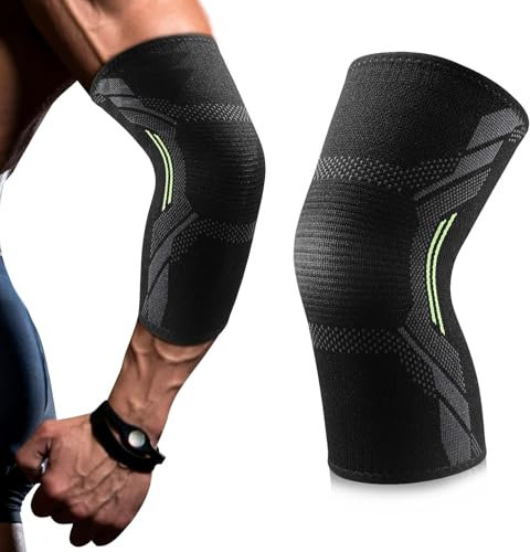 GlasFlength Ellenbogenbandage 1 Stück, Tennisarm Bandage für Damen Herren Ellenbogenschoner für Links/Rechts Kompression Ellbogenschoner für Sport Golferarm Sehnenentzündung (Schwarz, M)