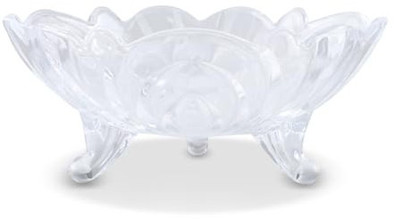 Frutero de cristal, 23 cm, trípode de cristal, ensaladera, cuenco decorativo para cocina, decoración para mesas de comedor (forma de flor)