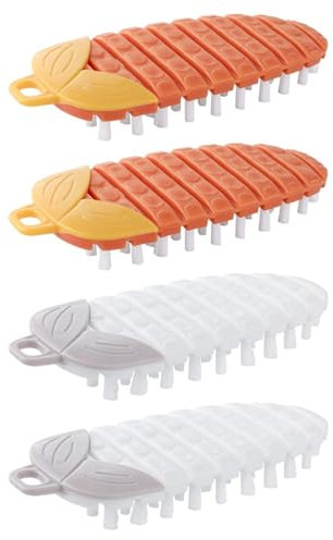 EPCDBBRT 4 Pieces Bendable Vegetable Brush, Fruit And Vegetable Cleaning Brush, Carrot Crevice Brush, Hanging Vegetable Brush, Fruit And Vegetable Scrubber, Multifunctional Food Brush