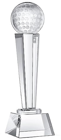 Exogio Trofeo de golf de cristal, 22,9 x 7,1 cm, para adultos, niños, torneos de golf, decoración de mesa