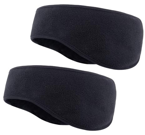 Cretty-Meet 2 PCS Fleece Ear Warmers for Men Women, Soft Earmuffs Comfortable Winter Headband Ear Muffs Warm Ear Covers for Cold Weather Running Cycling Ski (Black)