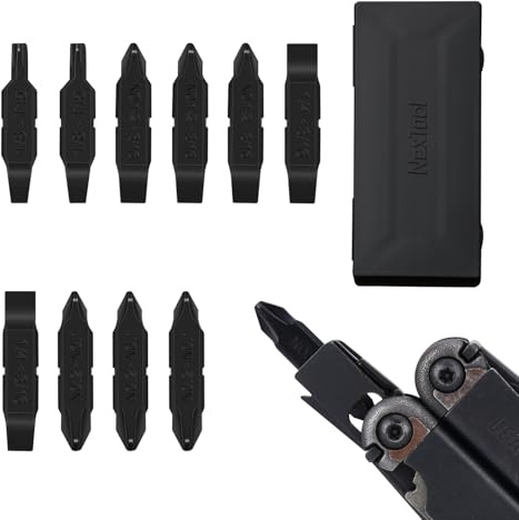 Nextool Bitsats,10 St Ersättningsskruvmejselbits Kompatibla med Lm Multiverktyg Hållbart S2-Stål #1,#2-2 Phillips +1/4,3/16&1/8 Flat Head+T15 Torx,Nextool Fickverktyg för Gör-Det-Själv-Reparationer