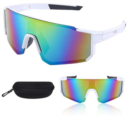 Prmape Lunettes De Soleil de Sport UV400, Lunette de Soleil Sport Polarisée, Lunette de Cyclisme Polarisées, Lunette de Velo Femme Homme pour Course à Pied Cyclisme Pêche Conduite Golf Ski