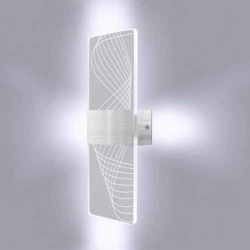 LongZYU Aplique Pared 7W, Aplique Pared Interior LED, Acrílico Lampara Moderna 27cm, Lámpara de Moderna Luz, Blanco Frío 3000k, para Decoració para Dormitorio Pasillo Sala de Estar, Escaleras