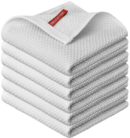 Artoid Mode ljusgrå 100 % bomull mjukt kök rengöringsdukar 30 x 30 cm, paket med 6 disktrasor handdukar tvättbara absorberande för tvätt