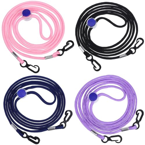 DOITOOL 4Pcs Mitten String Glove Clips - 140cm Adjustable Long Rope for Gloves - Anti Loss Winter Ski Lanyard with Fabric Safe Teeth - Elastic Strap Retainers for Adults Kids Heavy Duty Work