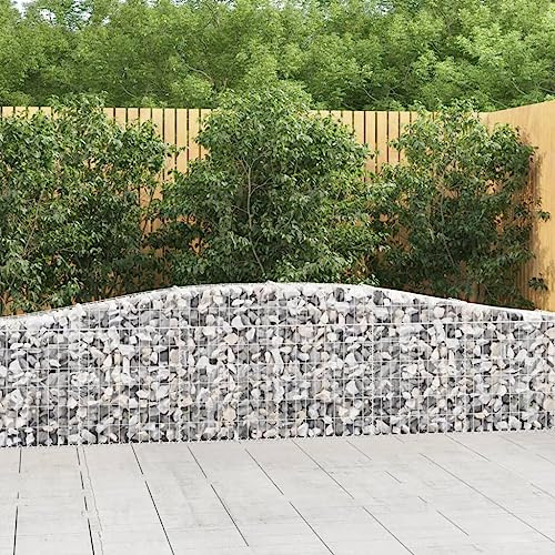 Bancal elevado, semillero, huerto, parterre, gaviones con arco alto, 5 unidades. 400 x 30 x 60/80 cm, hierro galvanizado para terraza, balcón, jardín, jardín en la azotea