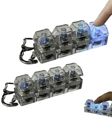 2 Piezas Teclado Antiestres con Luz, Teclado Fidget Toys, Teclados Fidget Clicker, Antiestrés con Teclados Luminoso, Transparente Llavero Anti Estrés para Bolso O Mochila