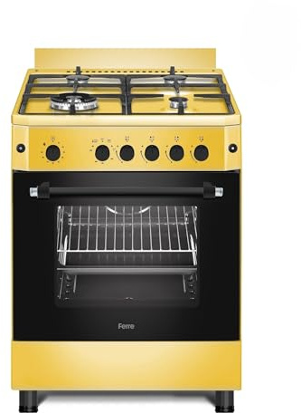Ferre F6IP40GF-GIN-W 60cm Freestanding Gas Cooker With Wok Burner & Turbo Fan - Shiny Gold